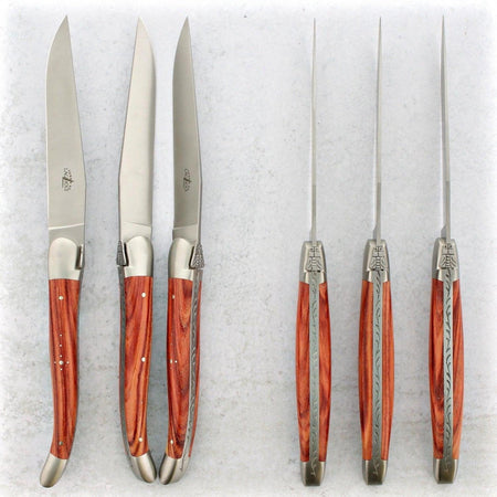 LAGUIOLE コルクスクリュー 赤（ローズウッド）⭐️新品⭐️ Forge de Laguiole Rosewood Steak Knives - Brushed - Laguiole Imports