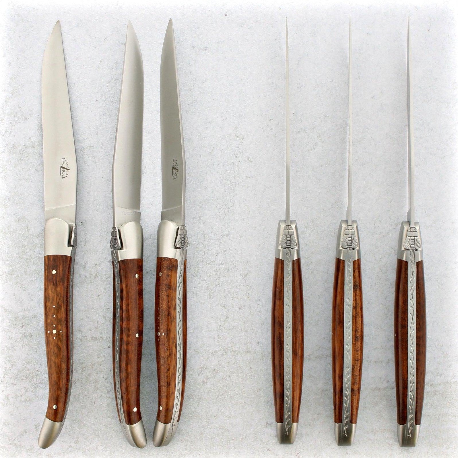 Forge de Laguiole Snakewood Steak Knives - Brushed