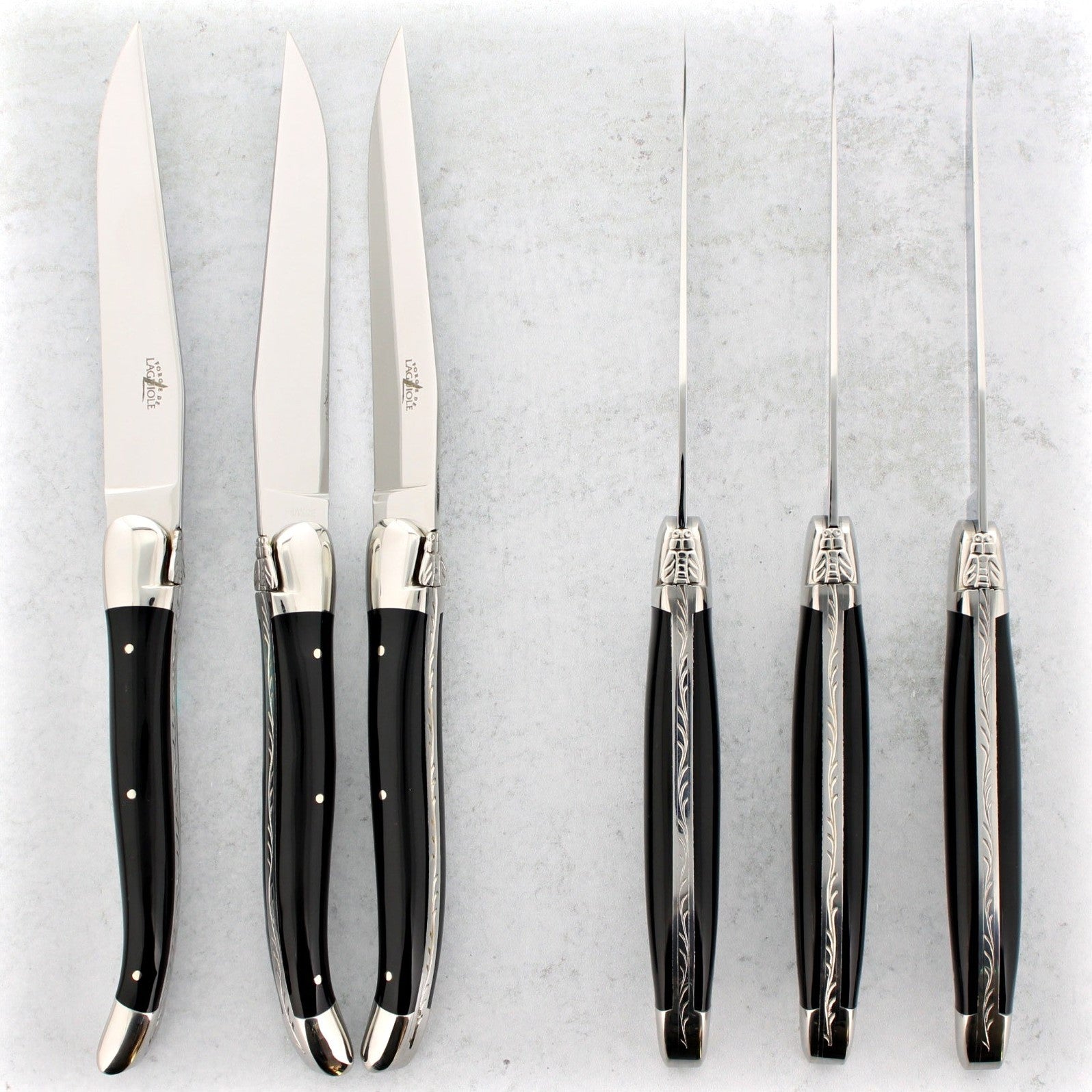 Forge de Laguiole Steak Knives - Black Acrylic