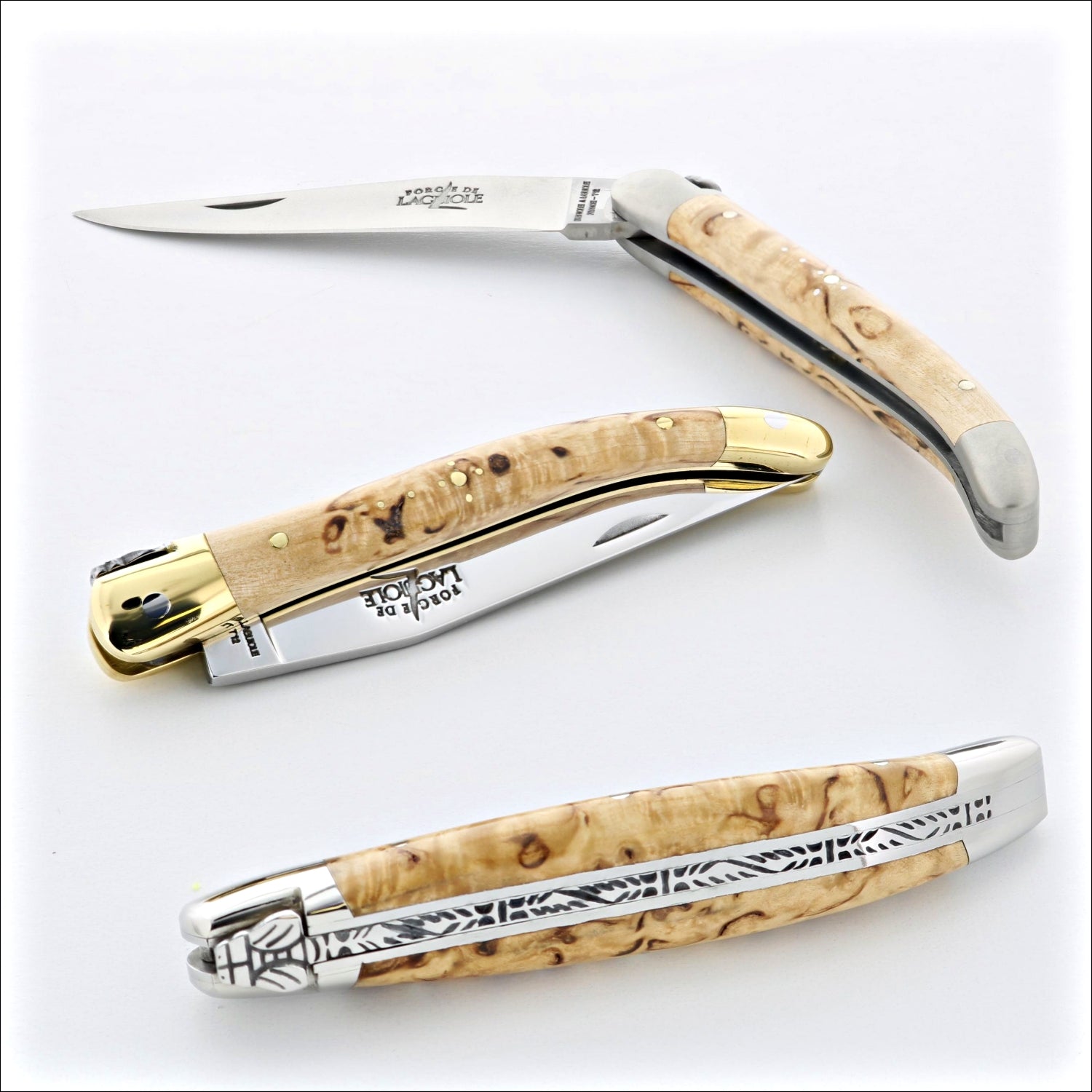 Laguiole Forged Steak Knives Karelian Birch by fontenille pataud - Laguiole  Imports