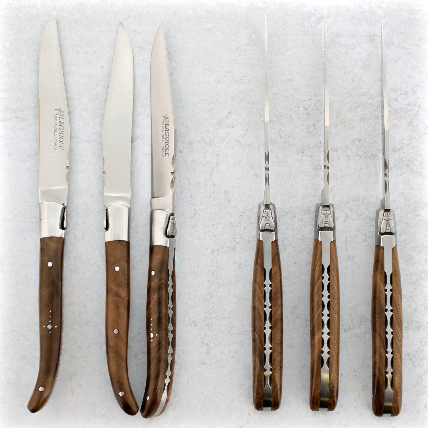 Laguiole Forged Steak Knives Burled Walnut