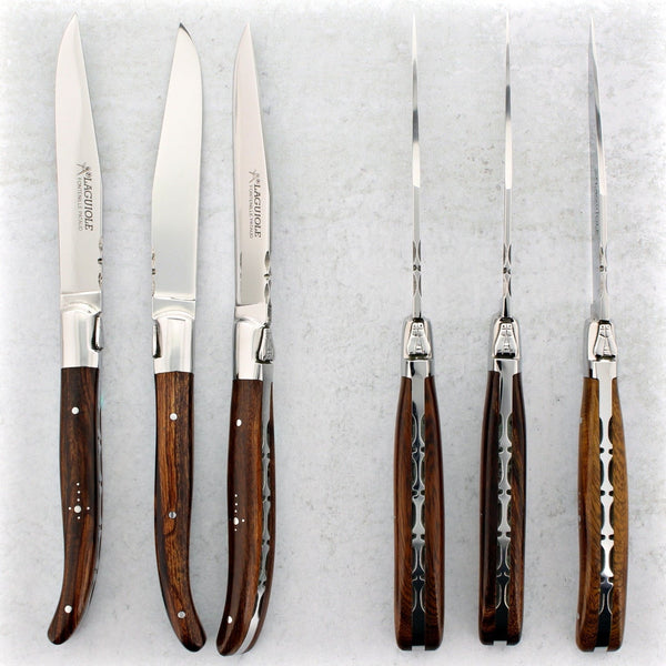 Fontenille Pataud Laguiole Forged Steak Knives Burled Beech End