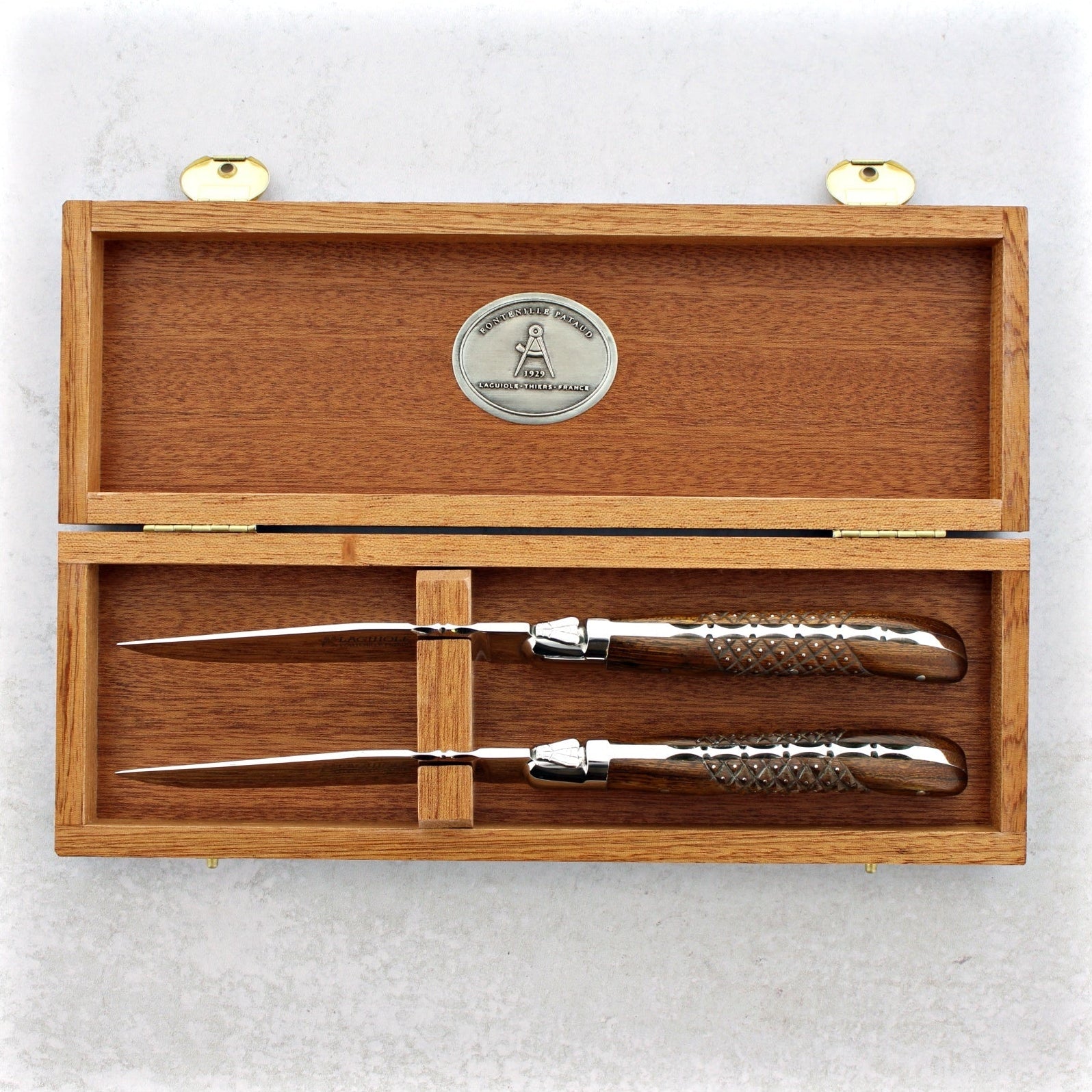 Laguiole Forged Steak Knives Studded Desert Ironwood - Set of 2