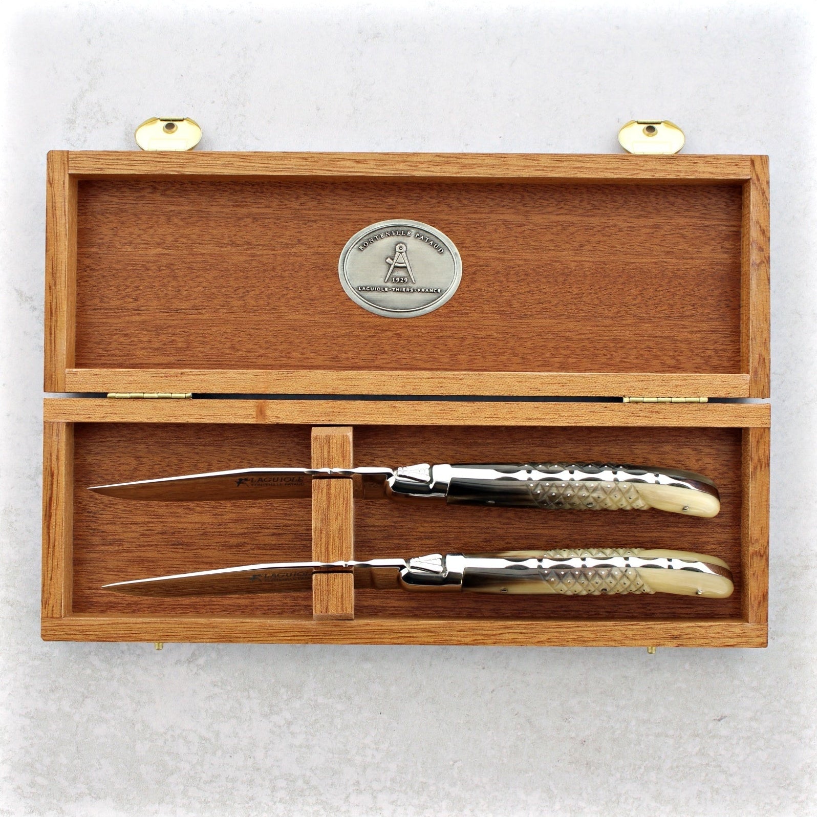 Laguiole Forged Steak Knives Studded Horn Tip - Set of 2
