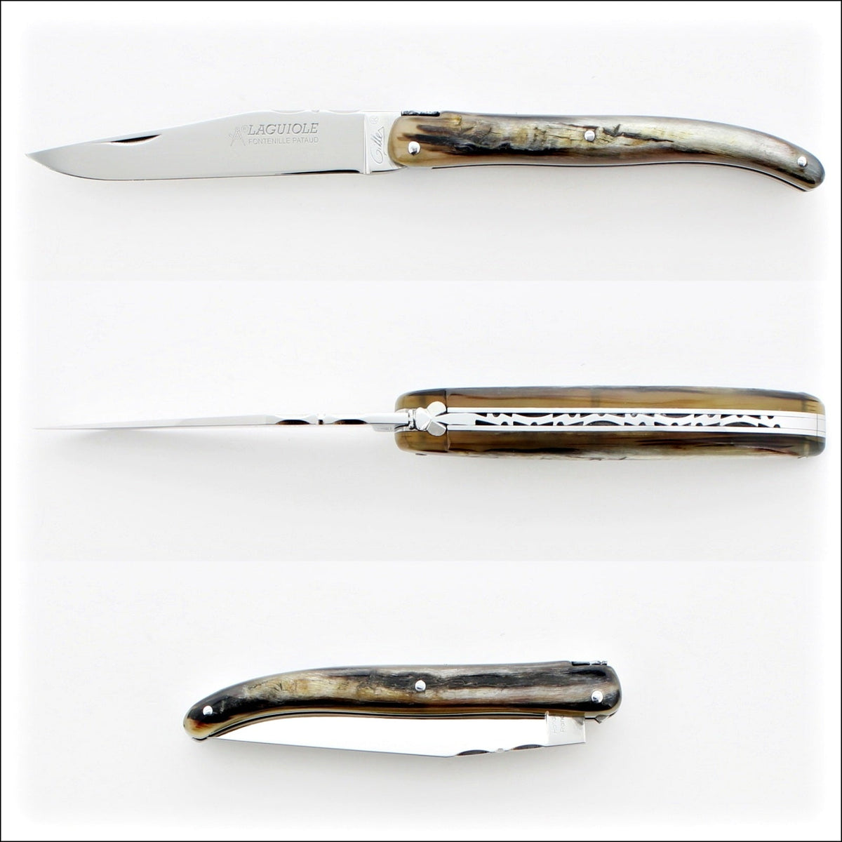 Laguiole Full Handle 11 cm Pocket Knife Dark Ram Horn