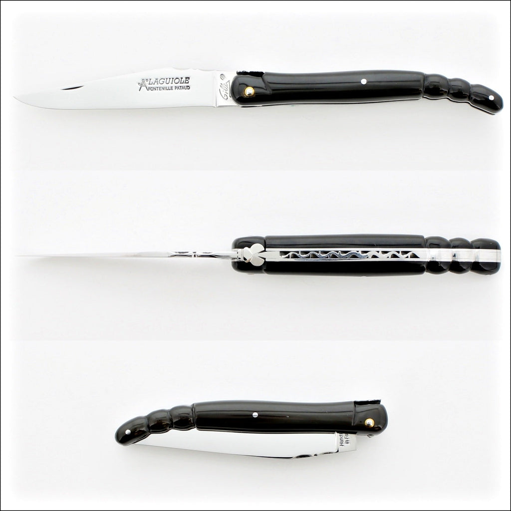 Laguiole Full Handle Scorpion Tail Black Horn Tip - Laguiole Imports