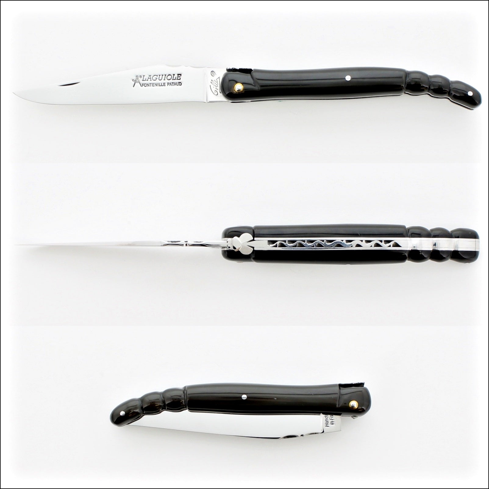 Laguiole Full Handle Scorpion Tail Black Horn Tip - Laguiole Imports