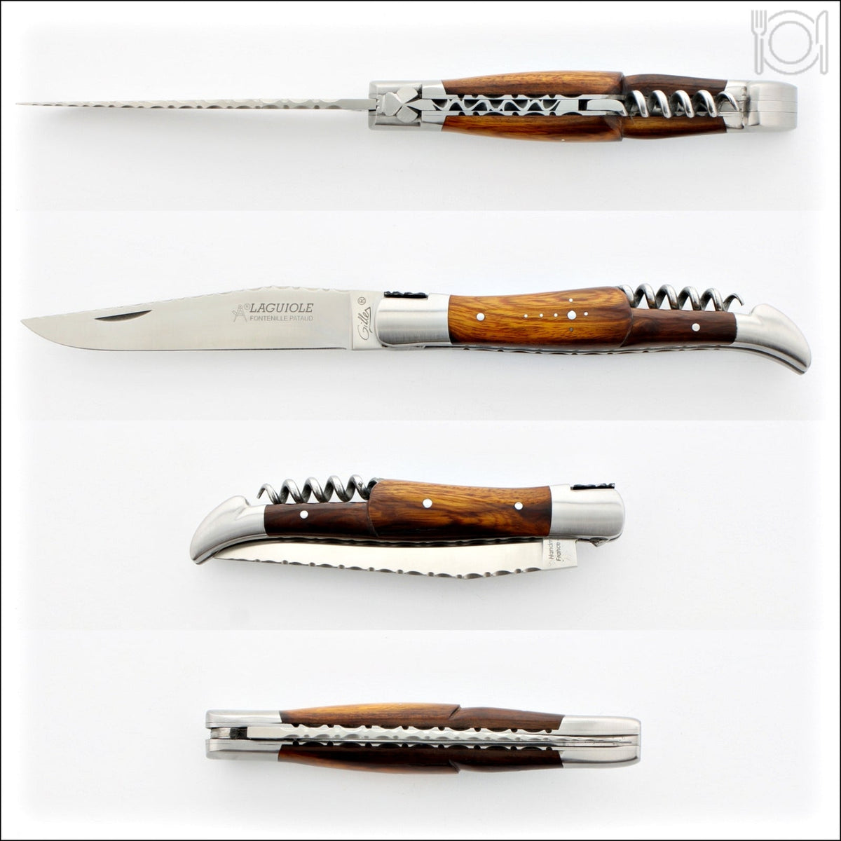 Laguiole Guilloche Corkscrew Knife - Ironwood Handle