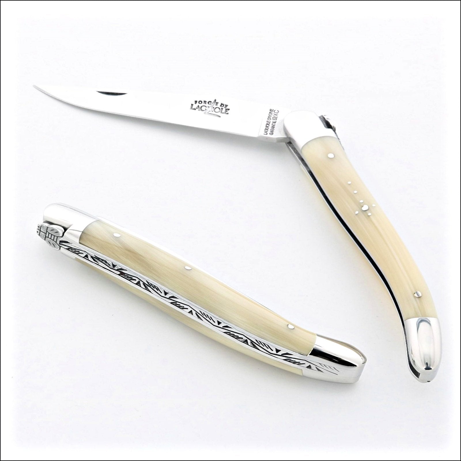 Carbon Blade Laguiole Pocket Knife Horn Tip Handle-