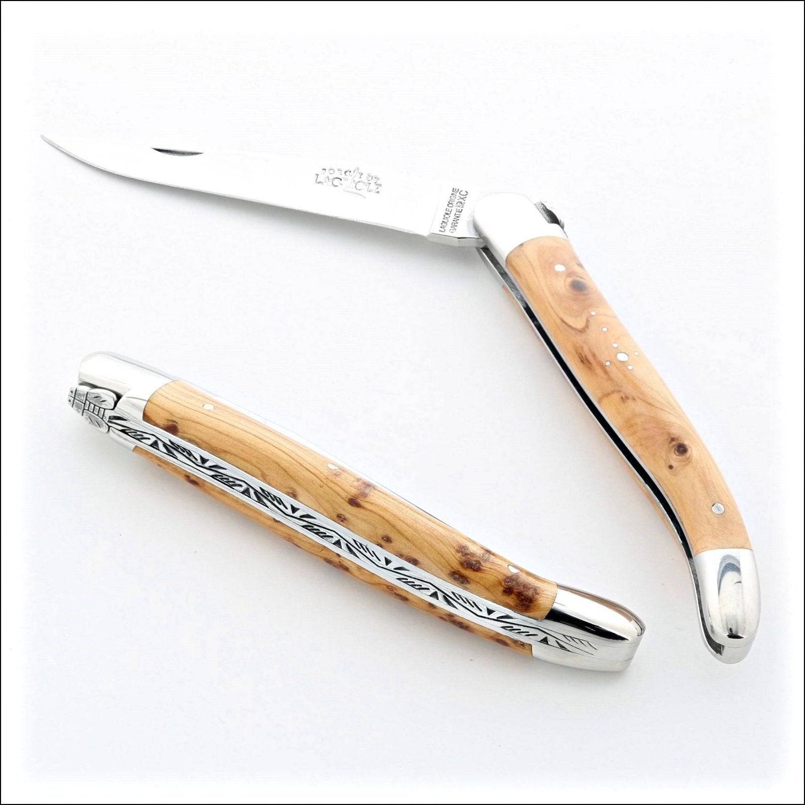 Carbon Blade Laguiole Pocket Knife Juniper Handle-
