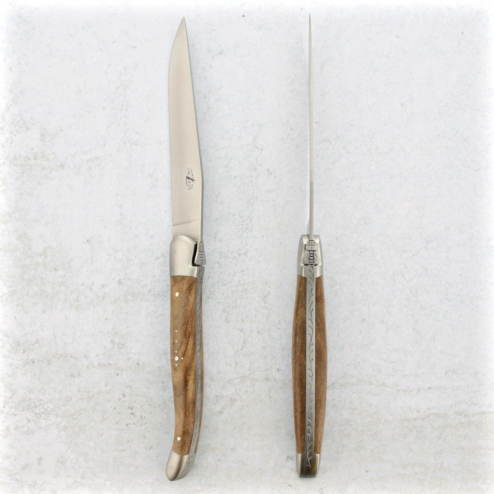 Eleganza Corsa Steak Knives - Burled Walnut - Set of 6 - Laguiole Imports