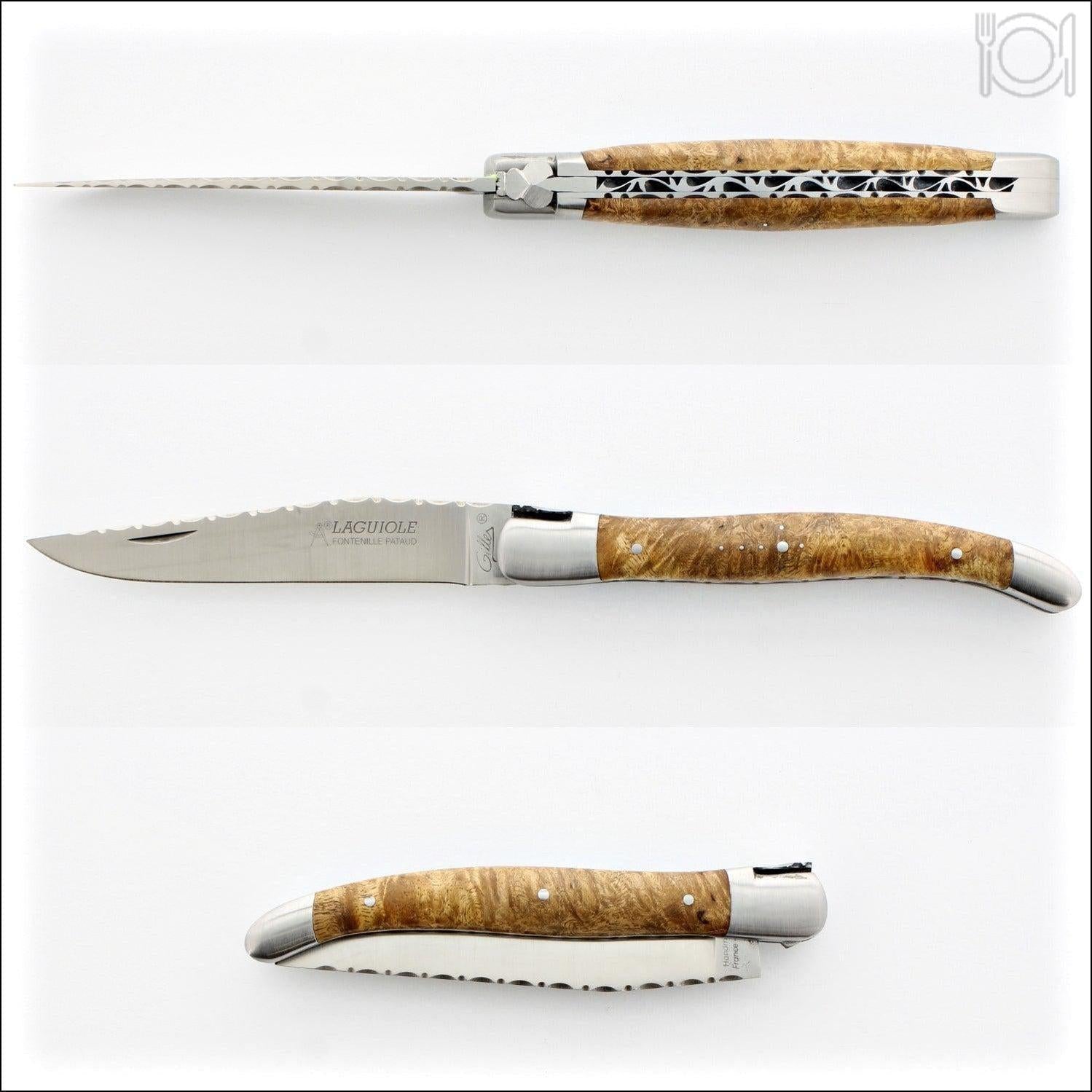 Laguiole Traditional Knife 12 cm Guilloche Amboyna Burl