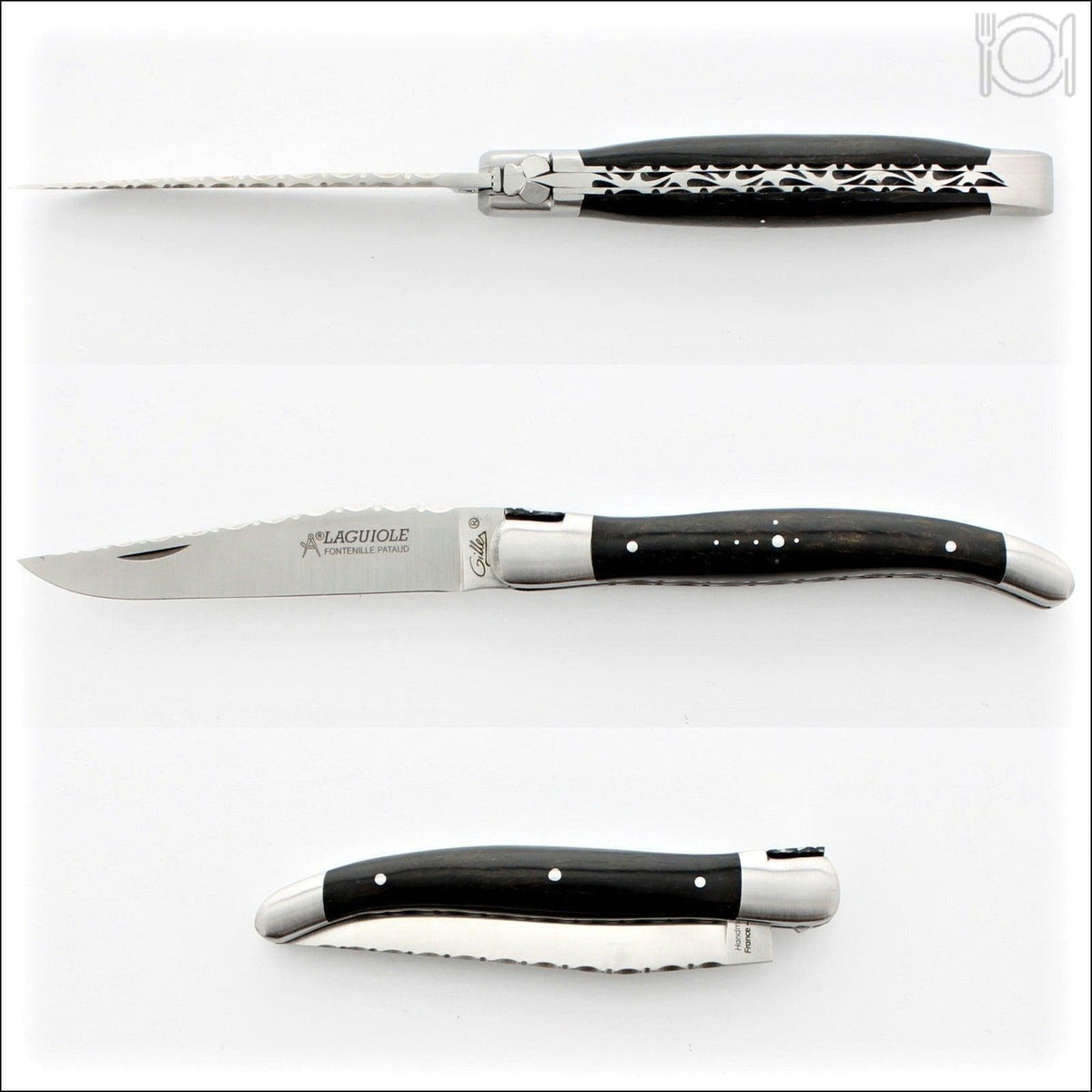 Laguiole Traditional Knife 12 cm Guilloche Ebony