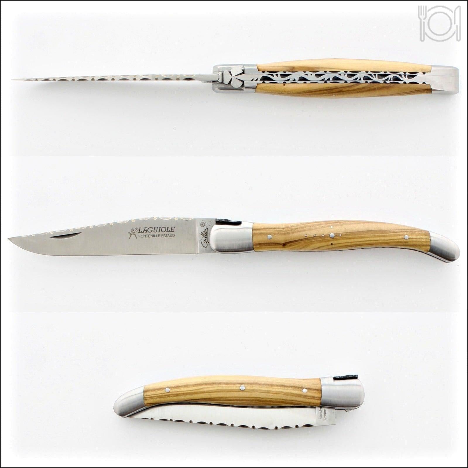 Laguiole Traditional Knife 12 cm Guilloche Olivewood