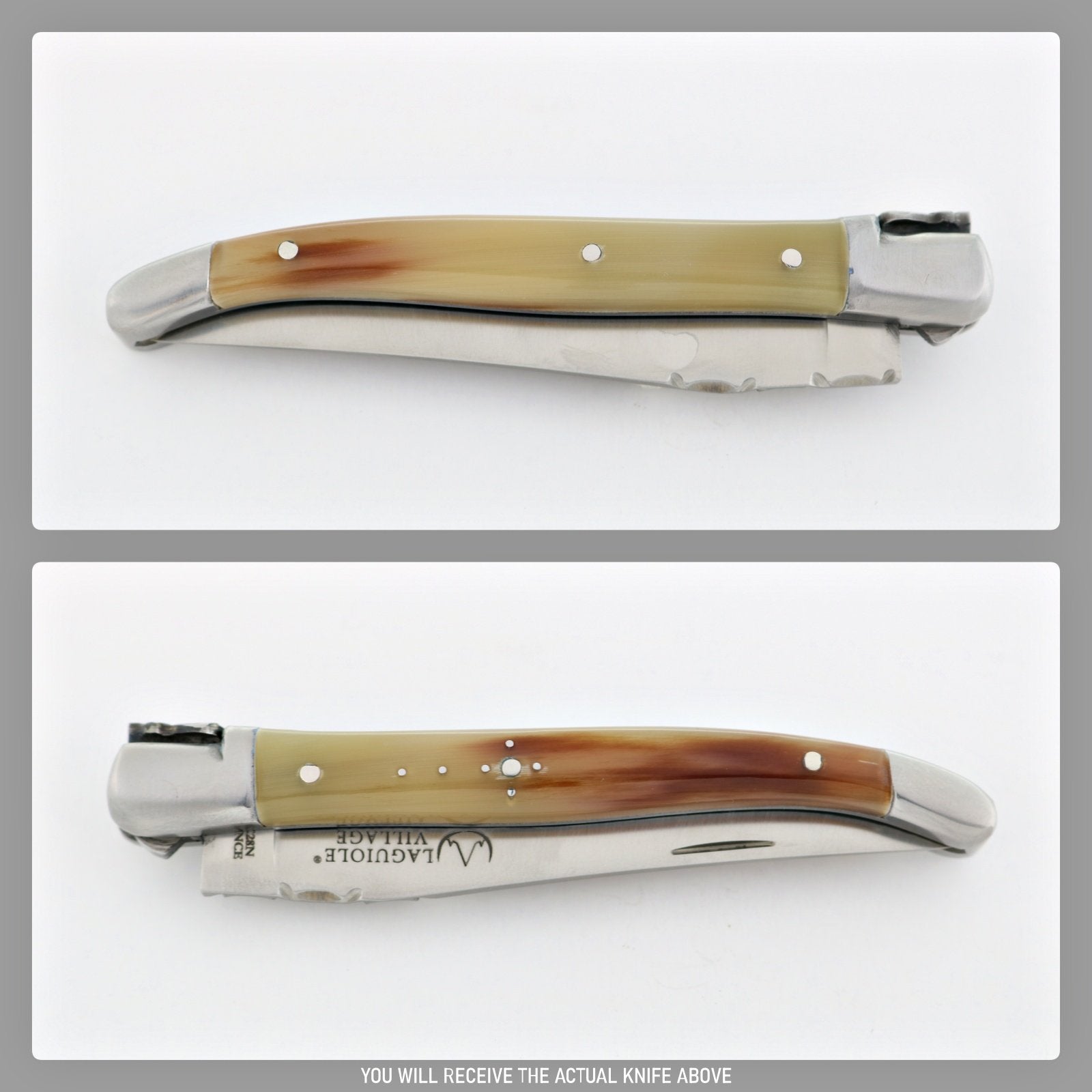 Laguiole Village 10 cm Pocket Knife Flamed Horn Tip #14-POCKET KNIFE