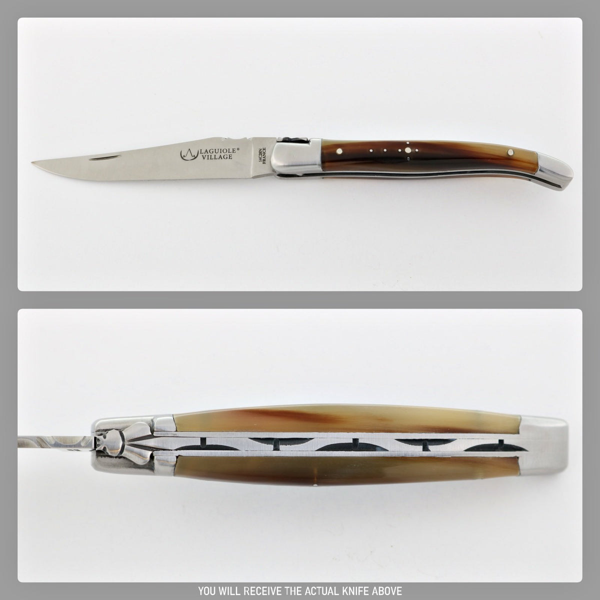 Laguiole Village 10 cm Pocket Knife Flamed Horn Tip #21-POCKET KNIFE