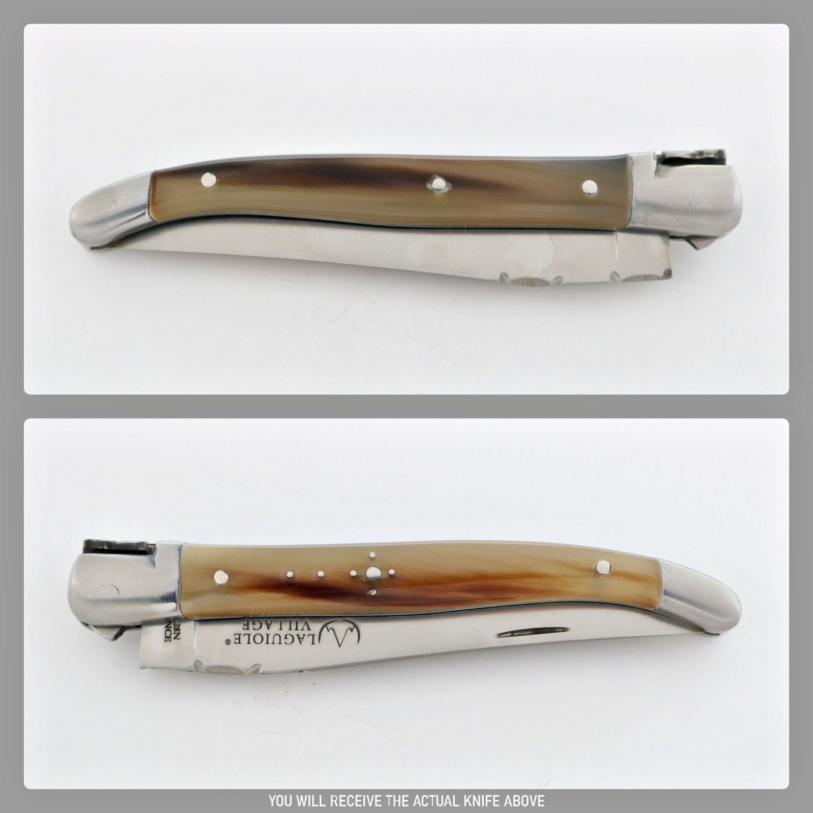 Laguiole Village 10 cm Pocket Knife Flamed Horn Tip #25-POCKET KNIFE