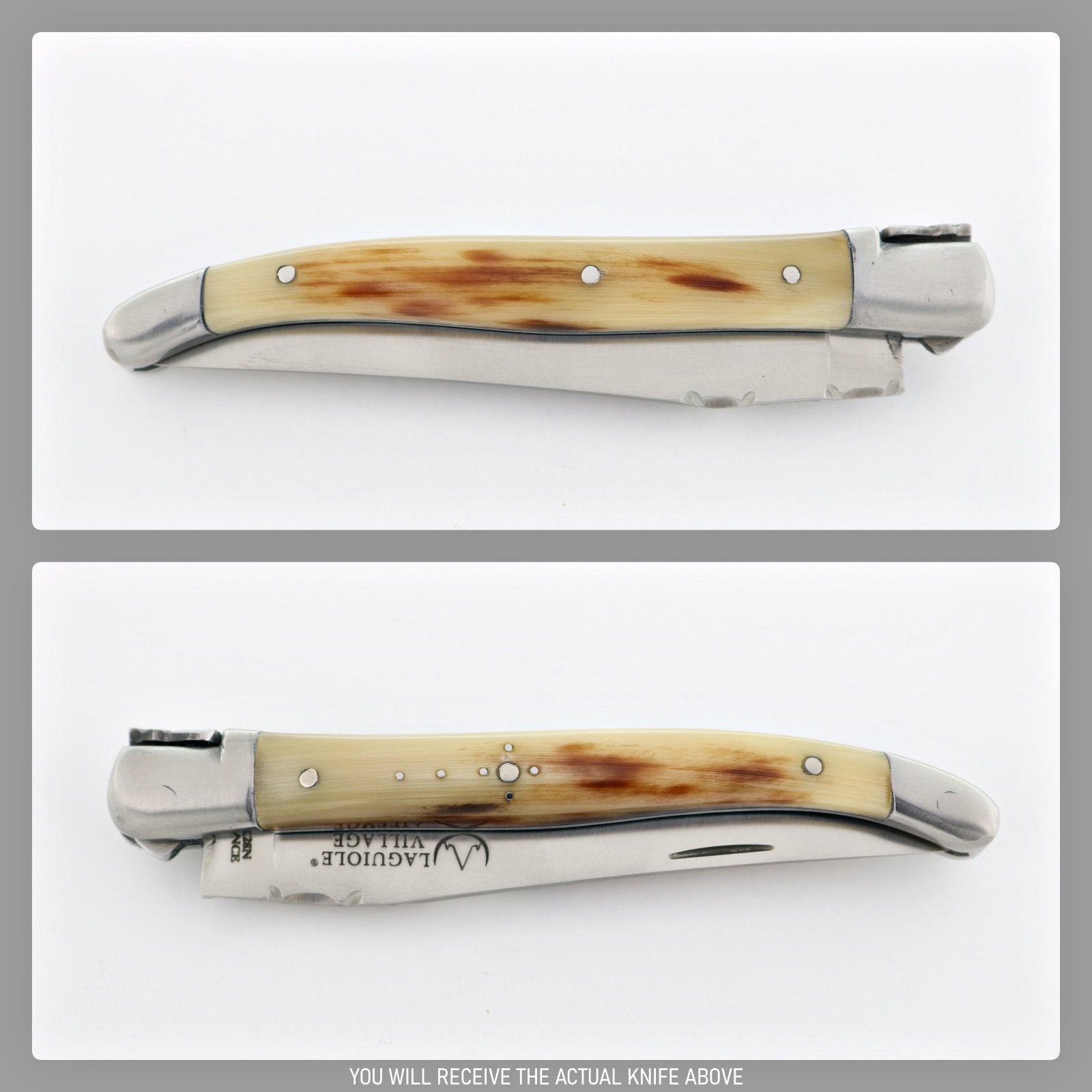 Laguiole Village 10 cm Pocket Knife Flamed Horn Tip #3-POCKET KNIFE