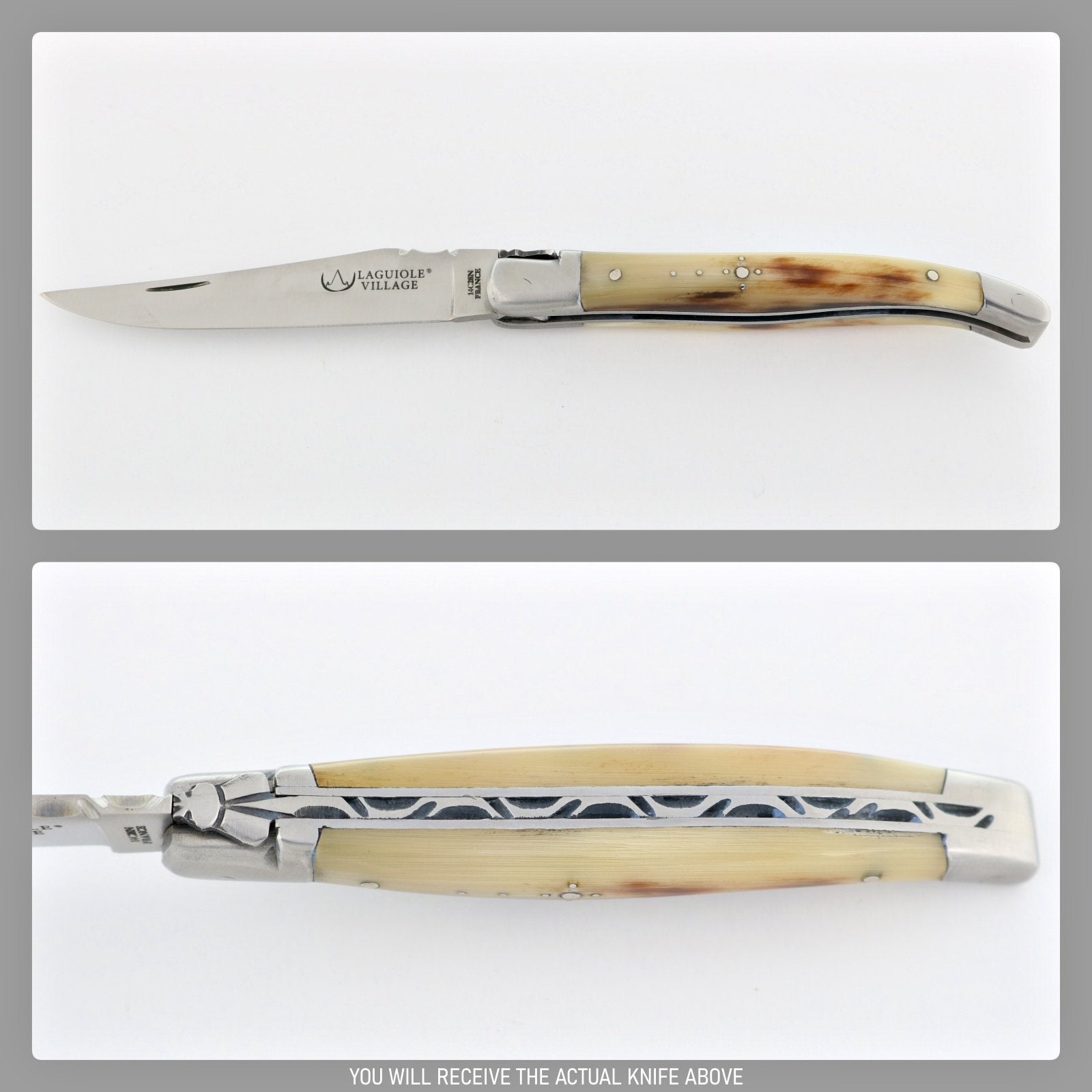 Laguiole Village 10 cm Pocket Knife Flamed Horn Tip #3-POCKET KNIFE