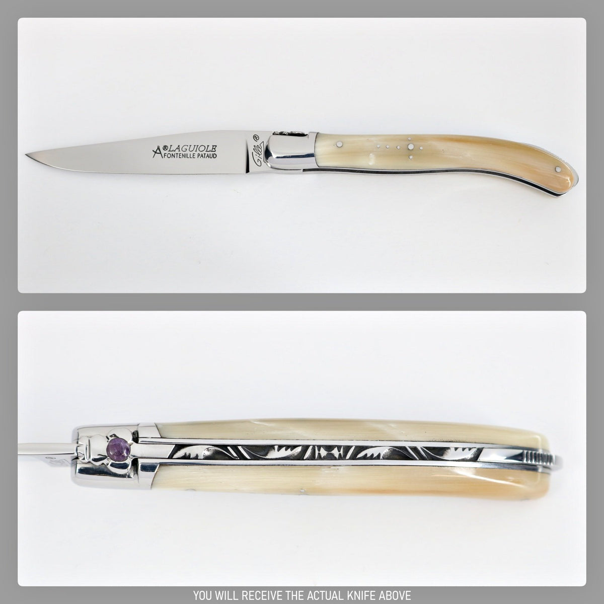 Laguiole XS Gemstone Blond Horn Tip Handle #13-POCKET KNIFE