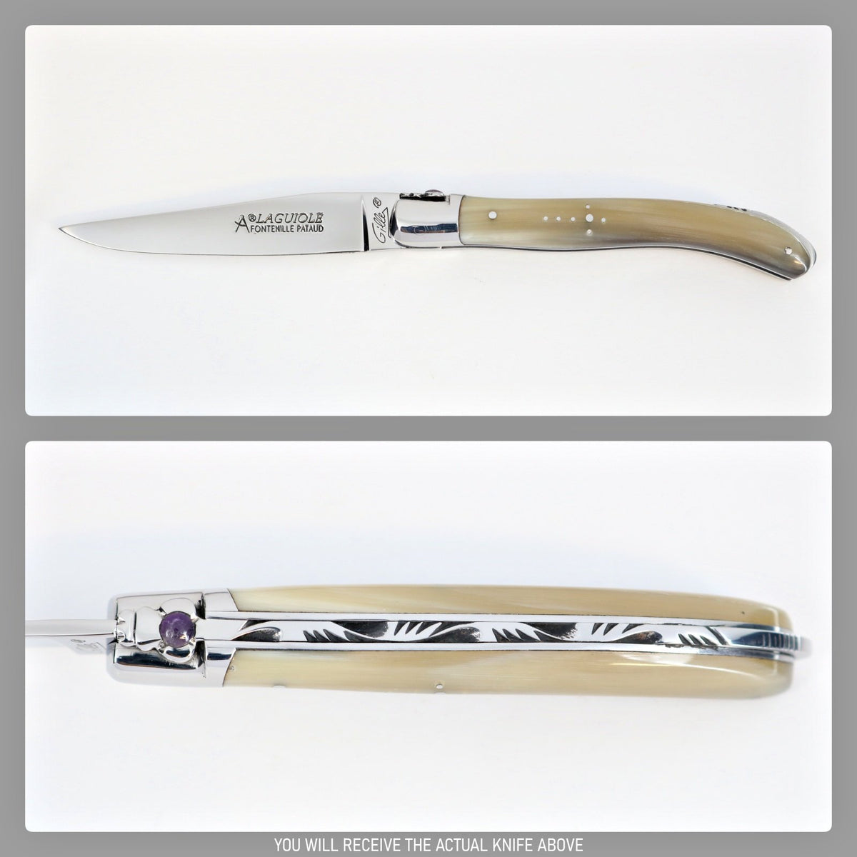 Laguiole XS Gemstone Blond Horn Tip Handle #4-POCKET KNIFE