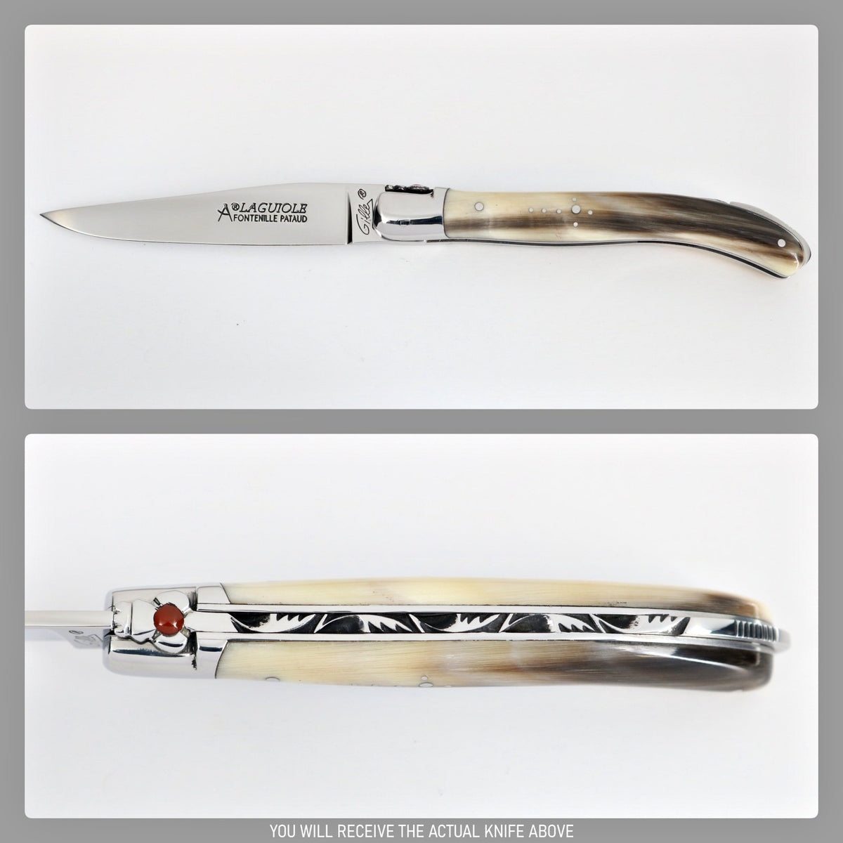 Laguiole XS Gemstone Flamed Horn Tip Handle #11-POCKET KNIFE