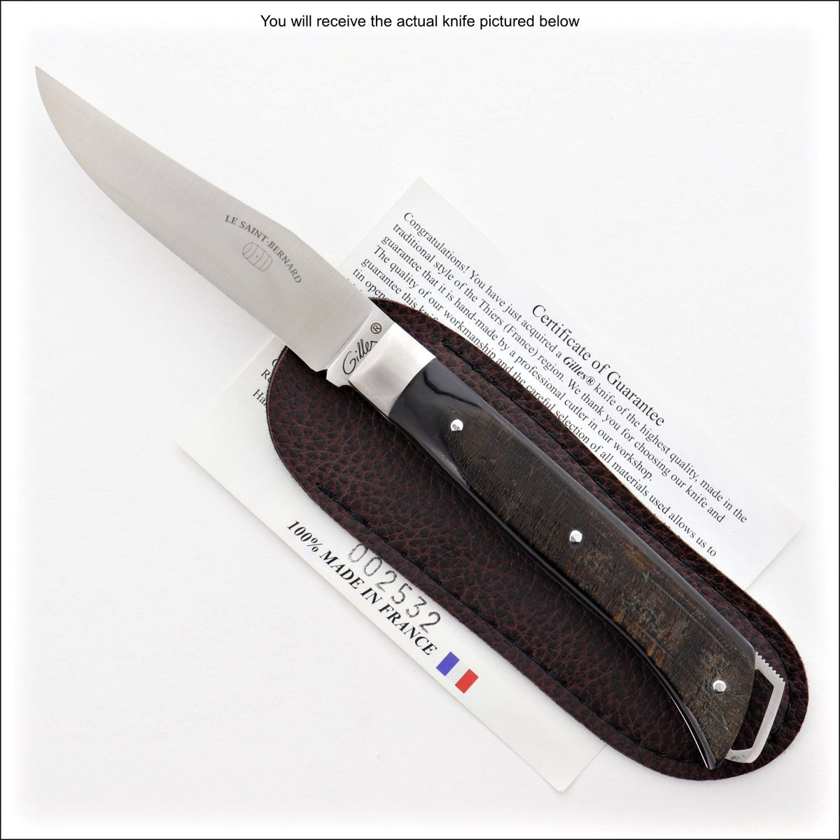 Le Saint-Bernard Pocket Knife - Buffalo Bark Handle - B