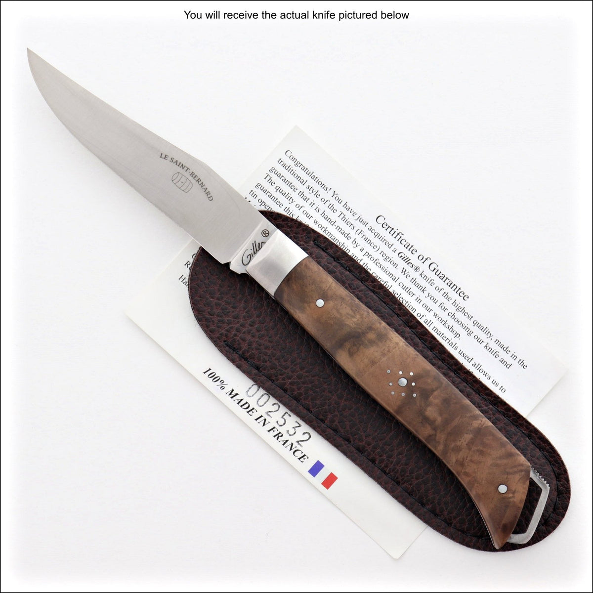 Le Saint-Bernard Pocket Knife - Burled Walnut Handle - B