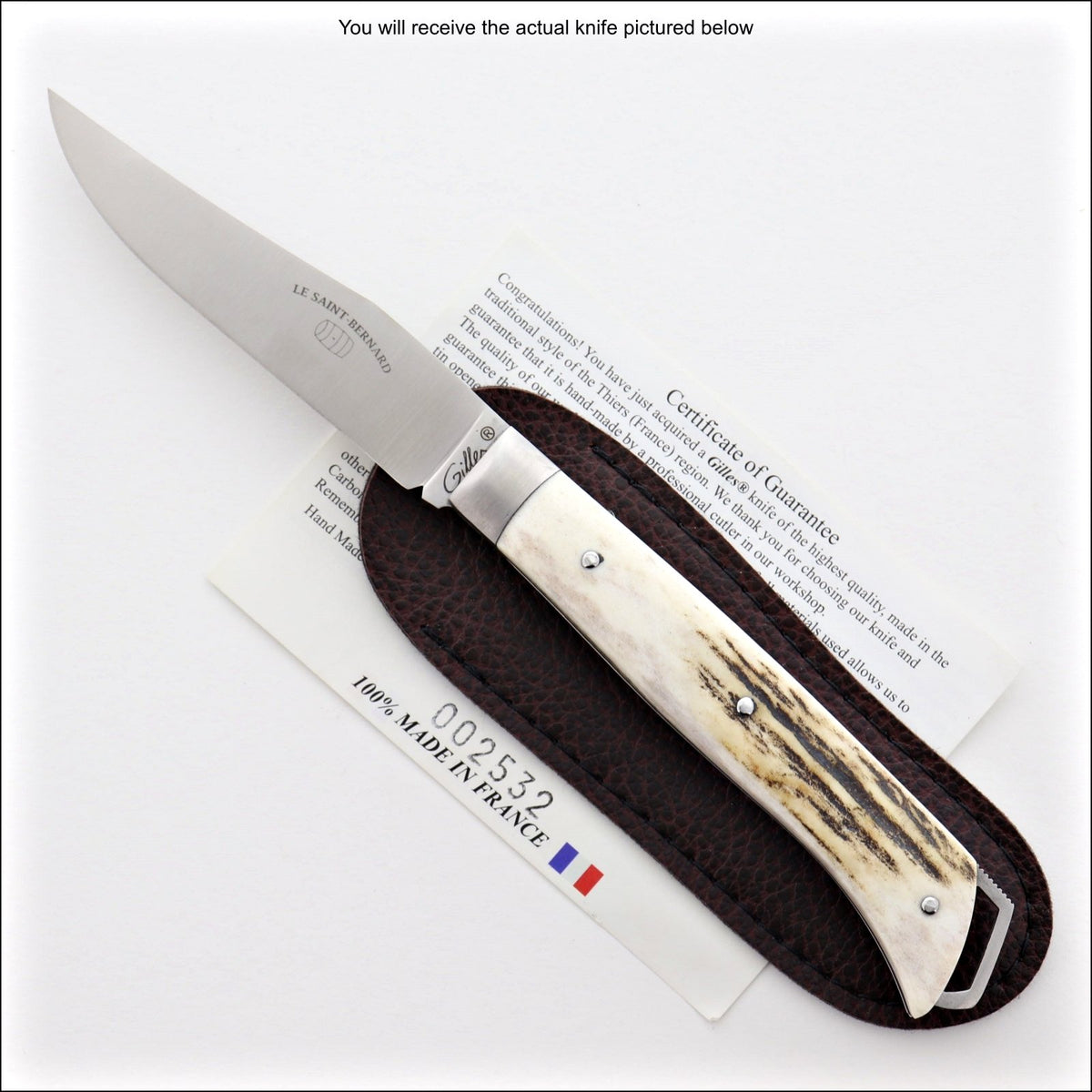 Le Saint-Bernard Pocket Knife - Deer Stag Handle - B