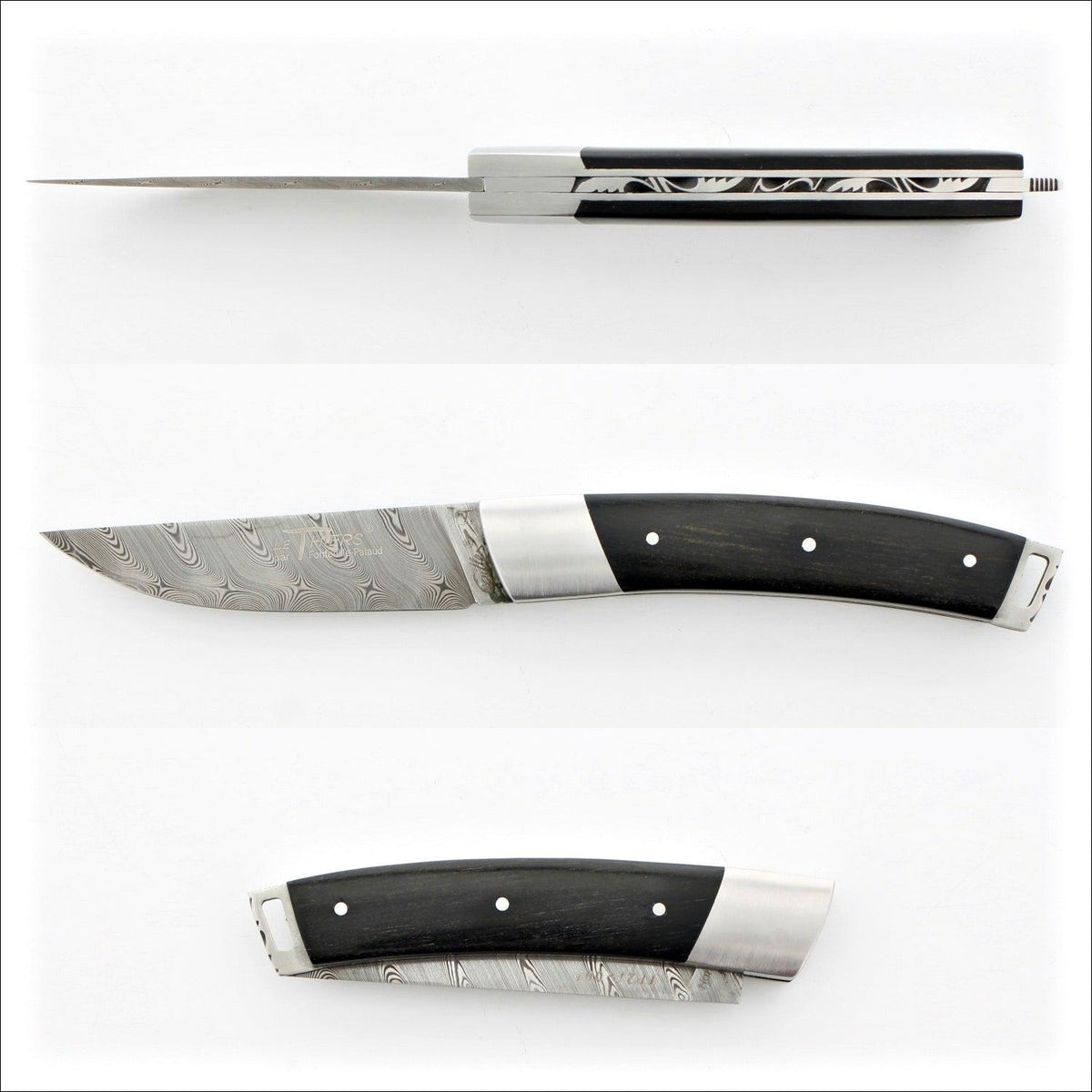 Le Thiers® 10 cm Pocket knife - Damascus Blade - Ebony Handle