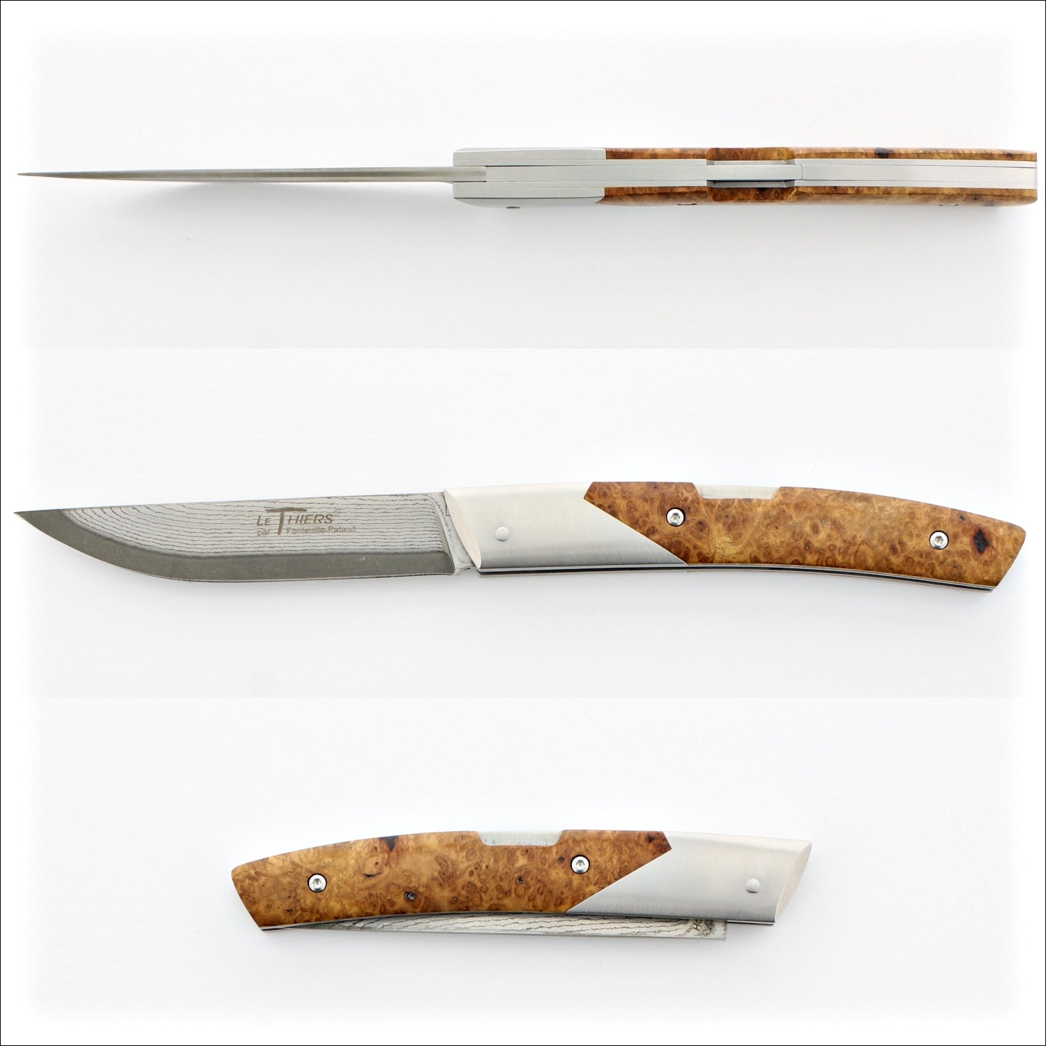 Le Thiers® Advanced 11.5 cm Suminagashi Blade - Amboyna Burl