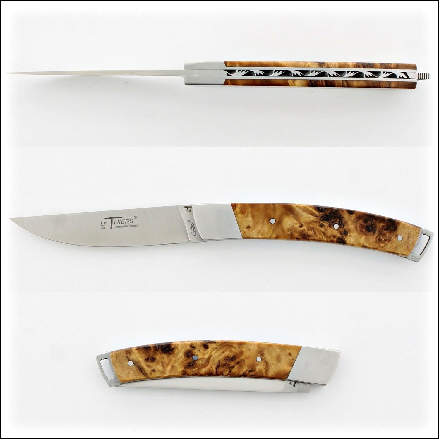 Le Thiers® Nature 11 cm Pocket Knife Poplar Burl - Laguiole Imports