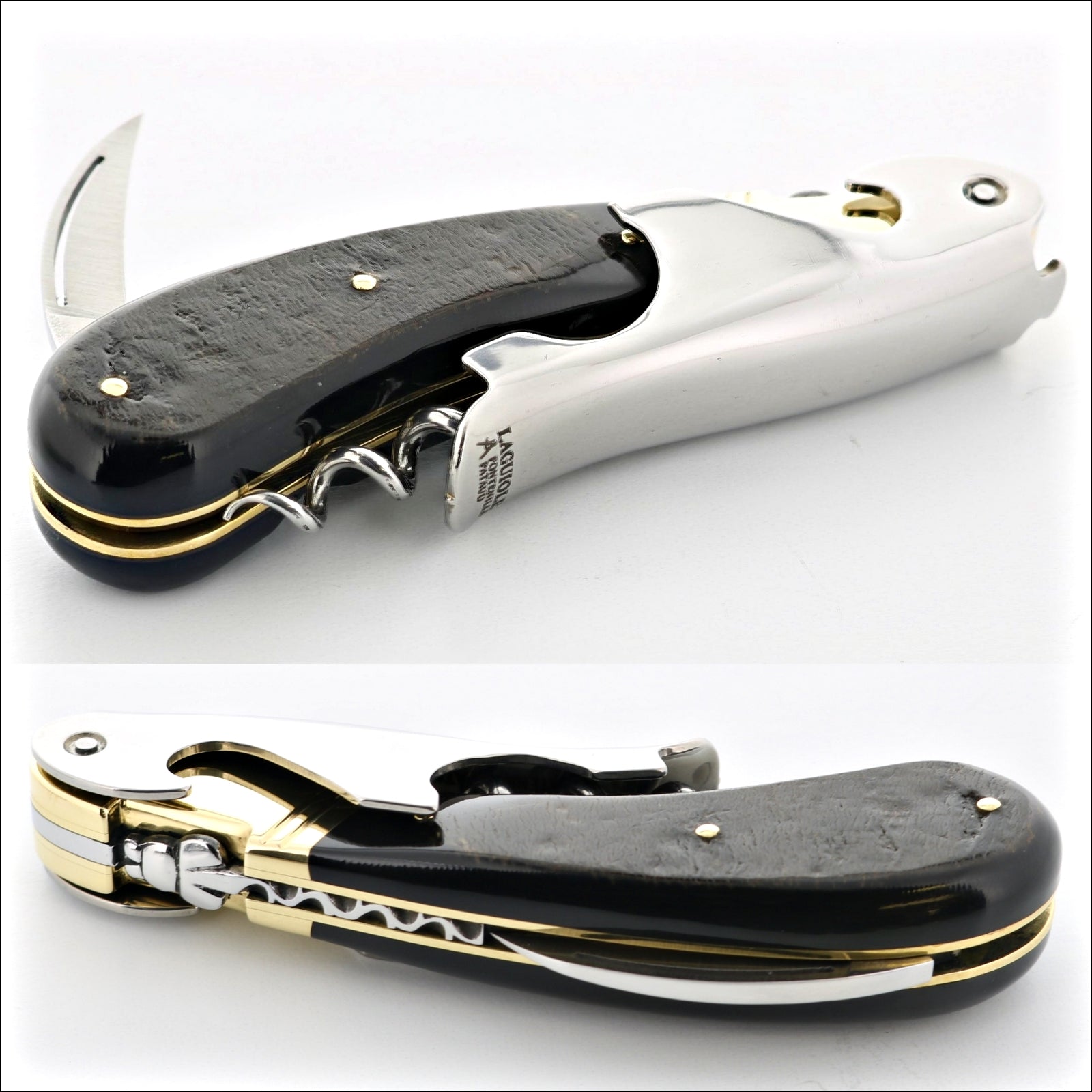 Laguiole Magnum Cold Brass Corkscrew Buffalo Bark Laguiole