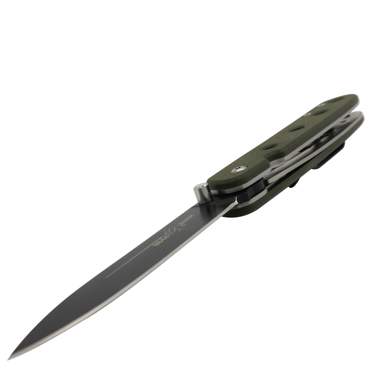 Rouennais D-Day Kaki Willis G10 Handle Linerlock Folding Knife-Linerlock