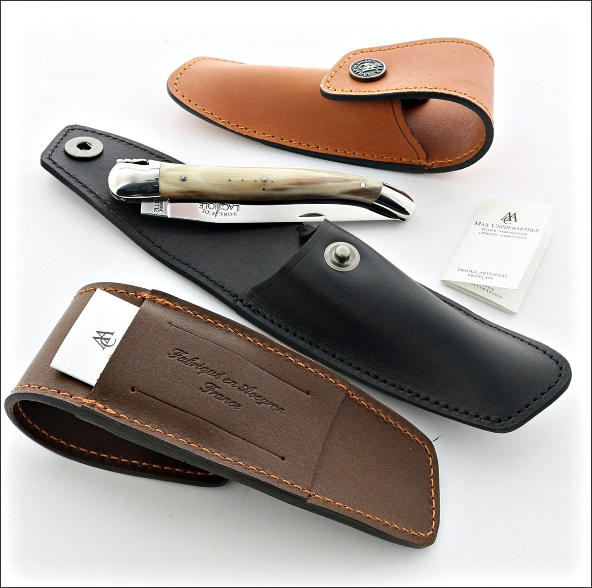 Sabot Leather Sheath for 11 &amp; 12 cm Pocket Knives-KNIFE SHEATHS