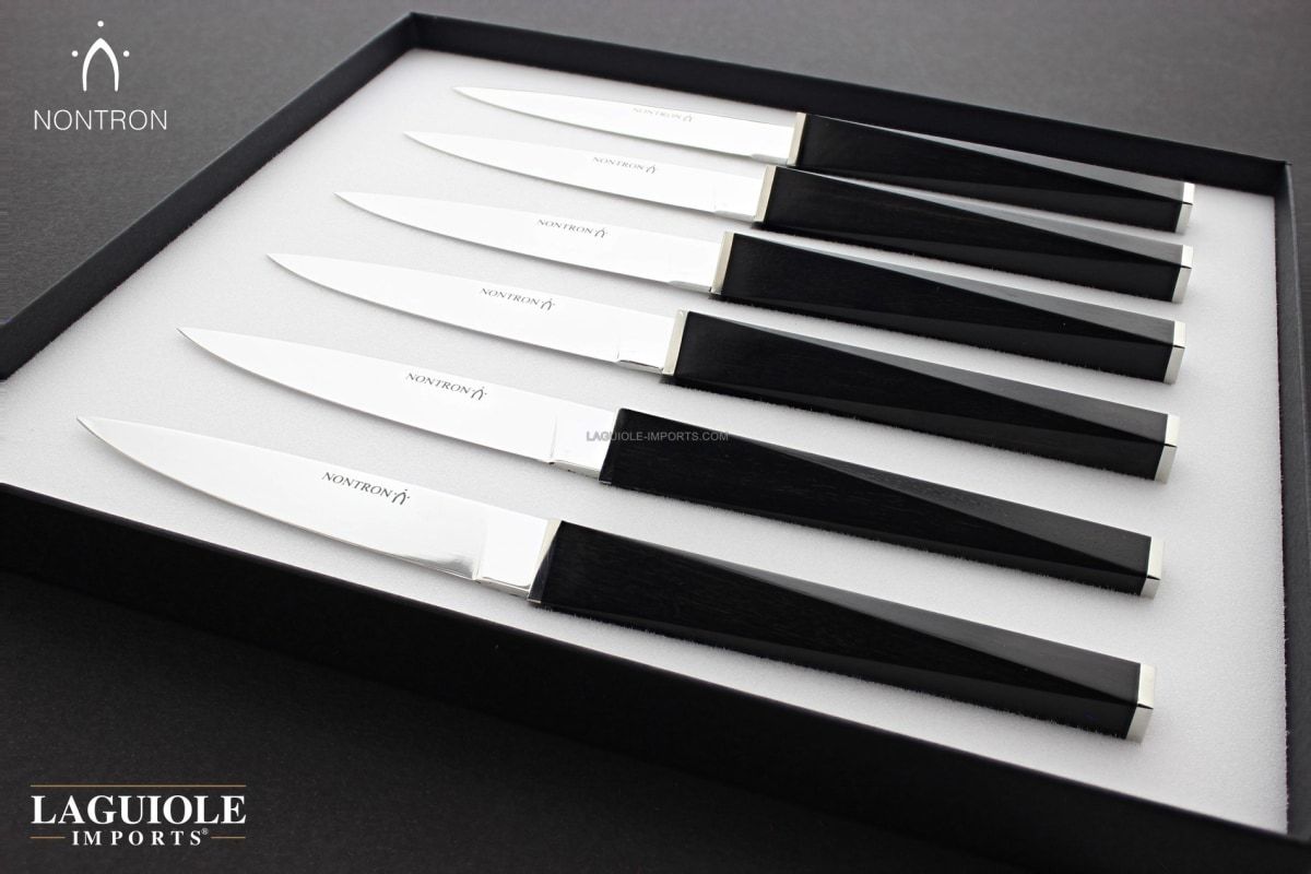 Christian Ghion FA7 Table Knives by Nontron - Set of 6 Ebony Handle-Cutlery