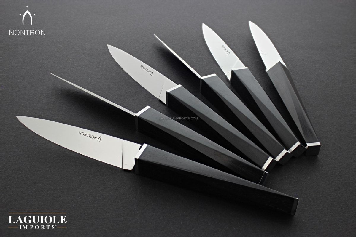 Christian Ghion FA7 Table Knives by Nontron - Set of 6 Ebony Handle-Cutlery