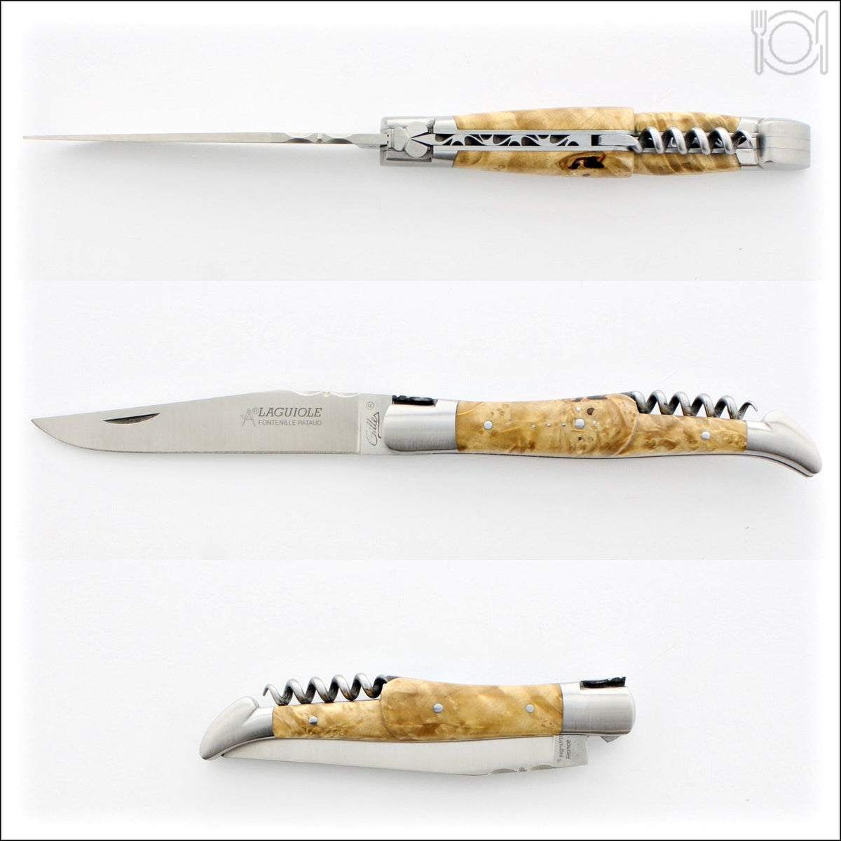 classic Laguiole Corkscrew Knife Burled Maple