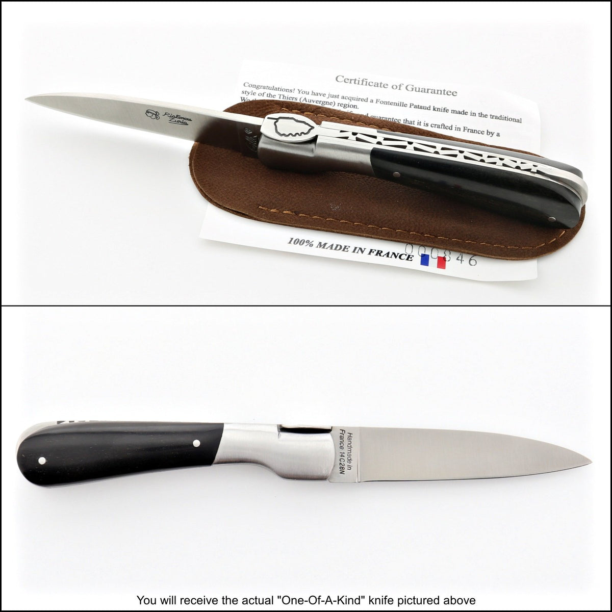 Corsican Pialincu Folding Knife Ebony Handle-POCKET KNIFE