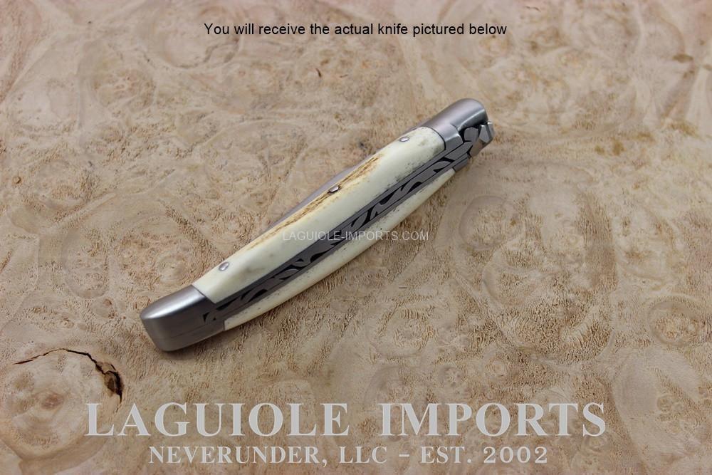 Fontenilles Pataud Laguiole 11cm Elk Stag - Forged Bee - Chiseled Spring - L11BC-POCKET KNIFE