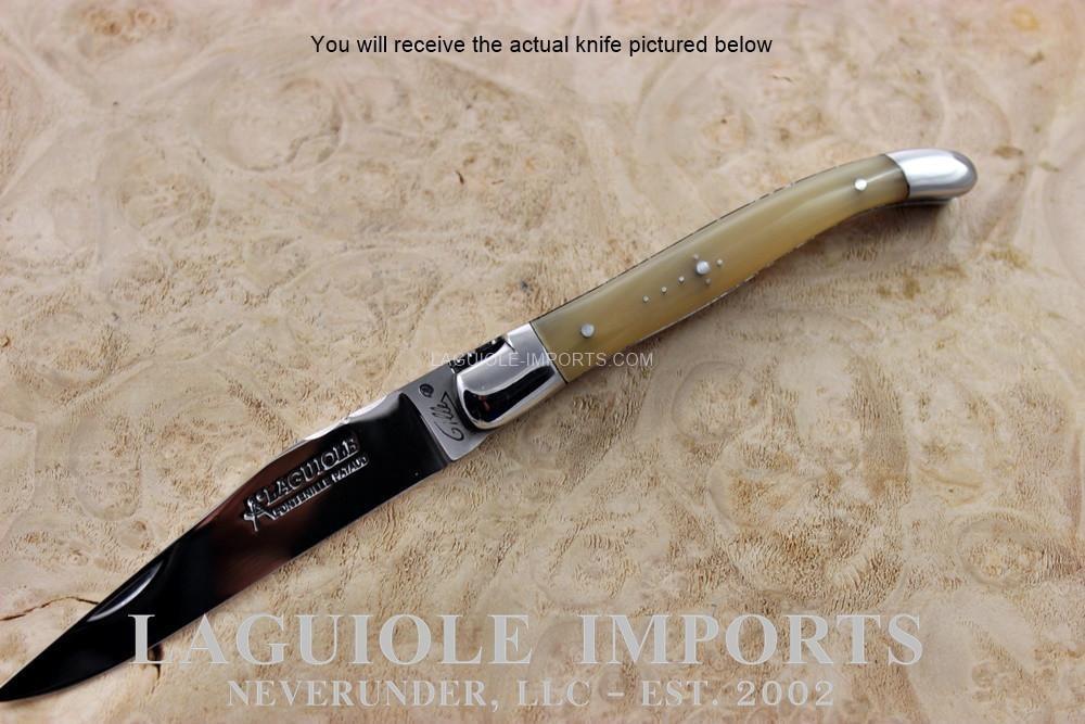 Fontenilles Pataud Laguiole 11cm Horn Tip - Forged Bee - Chiseled Spring-POCKET KNIFE