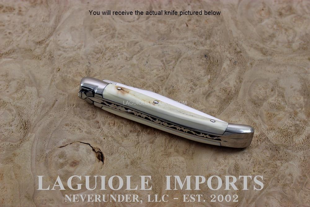 Fontenilles Pataud Laguiole 11cm Warthog Tooth - Forged Bee - Chiseled Spring - Precious Handle-POCKET KNIFE