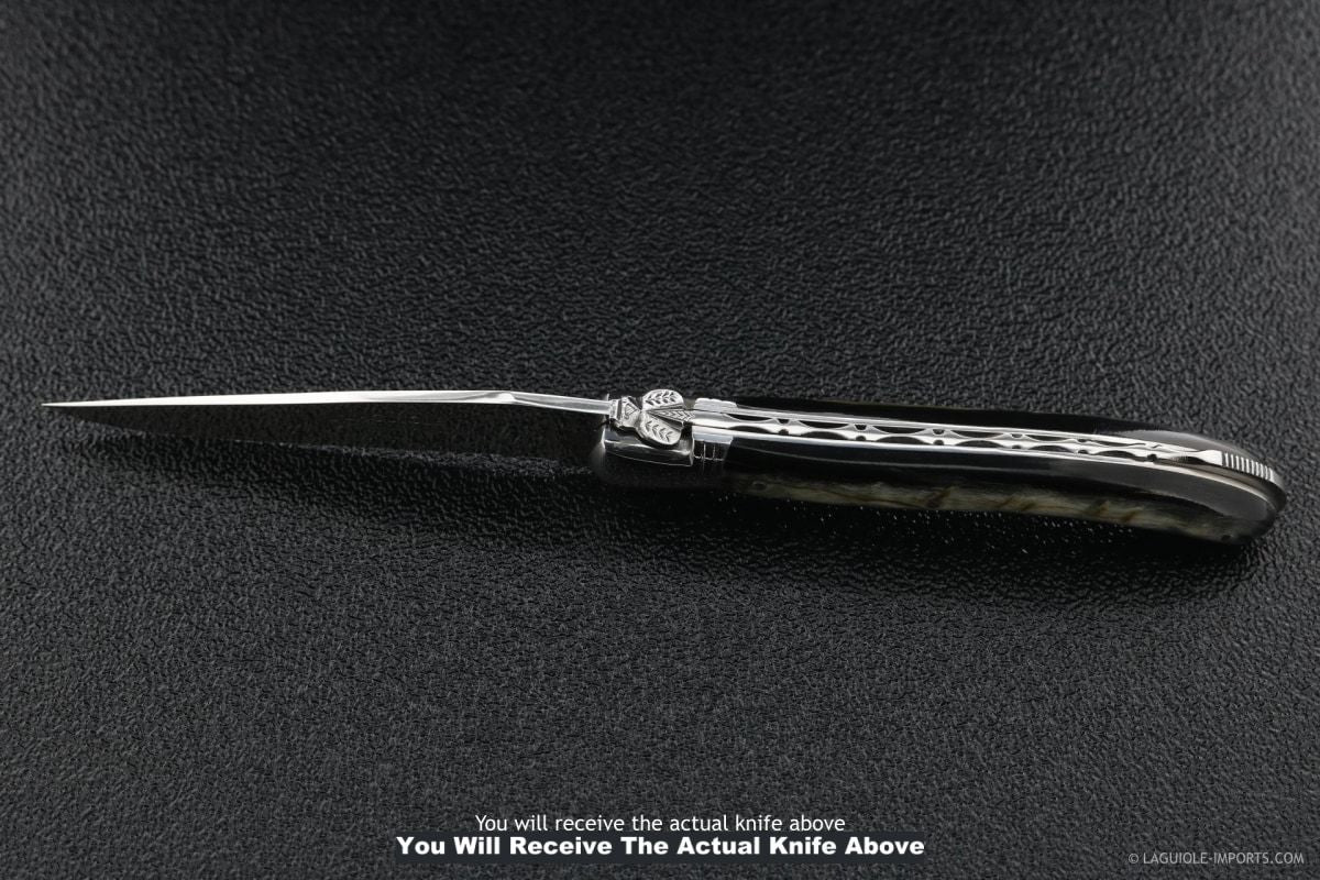 Laguiole Nature Classic Dark Ram Horn Handle Folding Knife-POCKET KNIFE