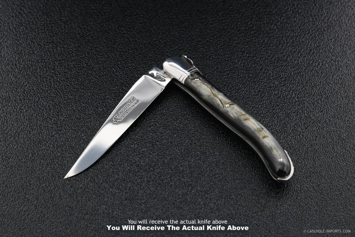 Laguiole Nature Classic Dark Ram Horn Handle Folding Knife-POCKET KNIFE
