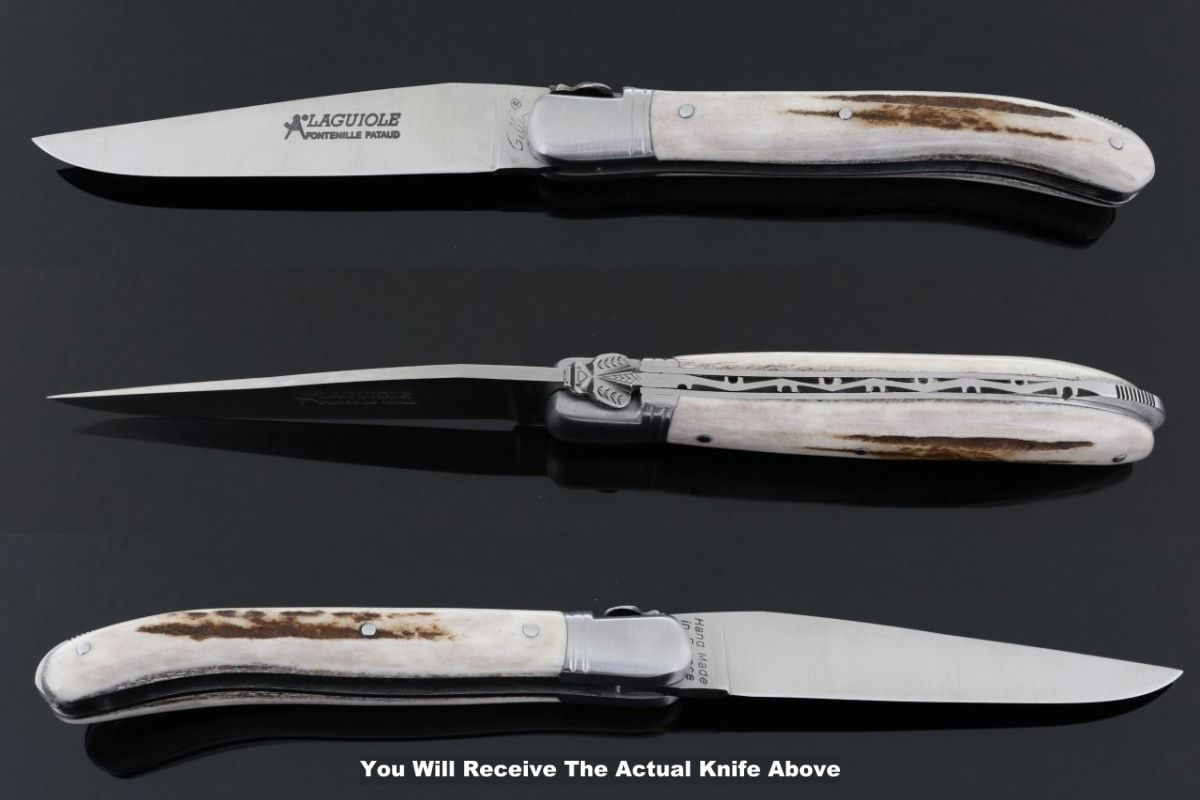 Laguiole Nature Classic Deer Stag Handle Folding Knife #2-POCKET KNIFE