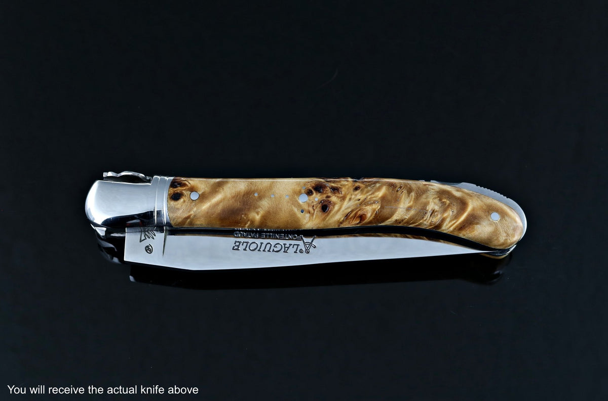Laguiole Nature Classic Poplar Burl Handle Folding Knife #2-POCKET KNIFE