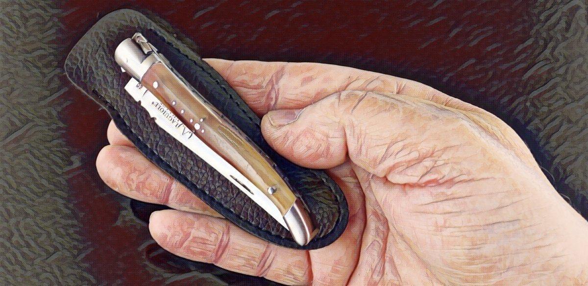 Laguiole Village 10 cm Forged Bee &amp; Spring Flamed Horn Tip Handle #12-POCKET KNIFE