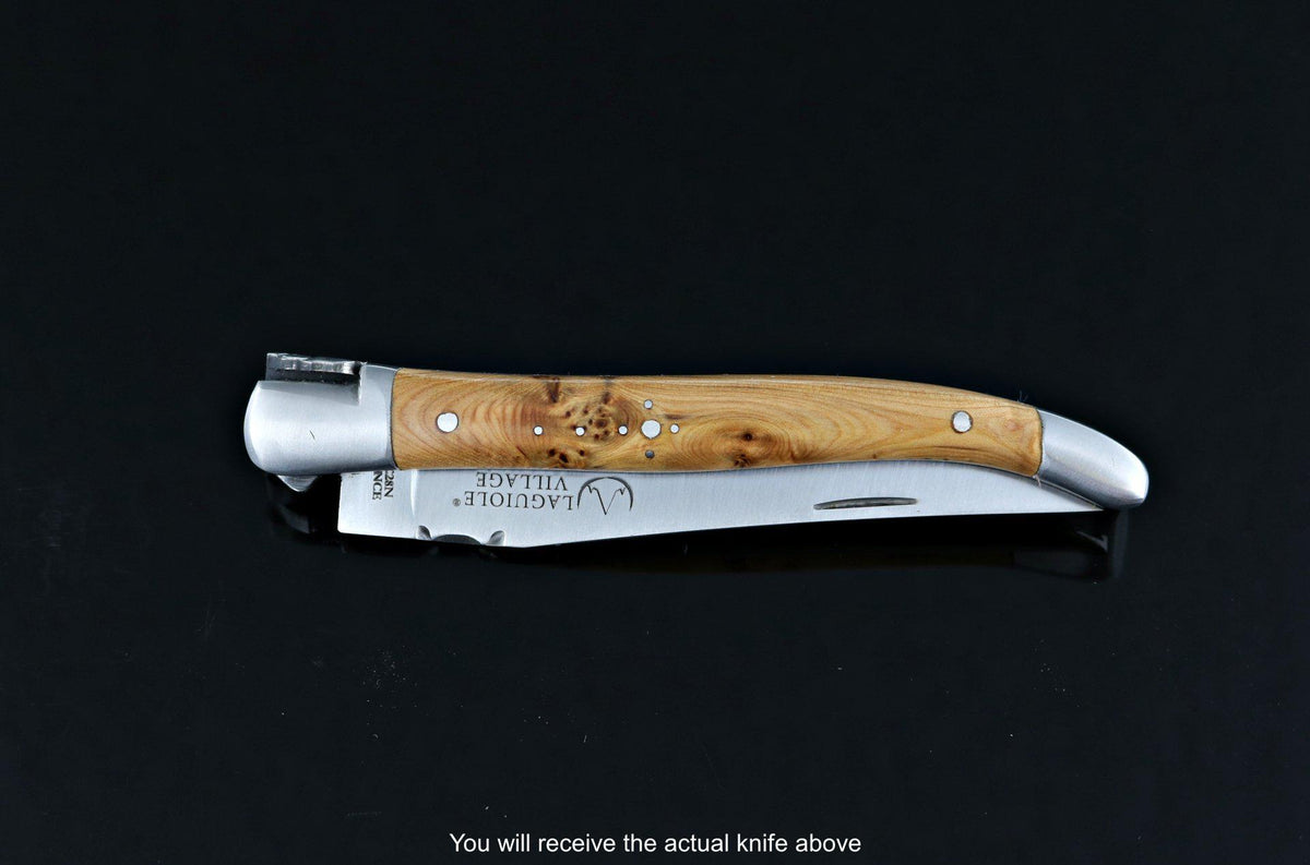 Laguiole Village 10 cm Forged Bee &amp; Spring Juniper Handle #20-POCKET KNIFE