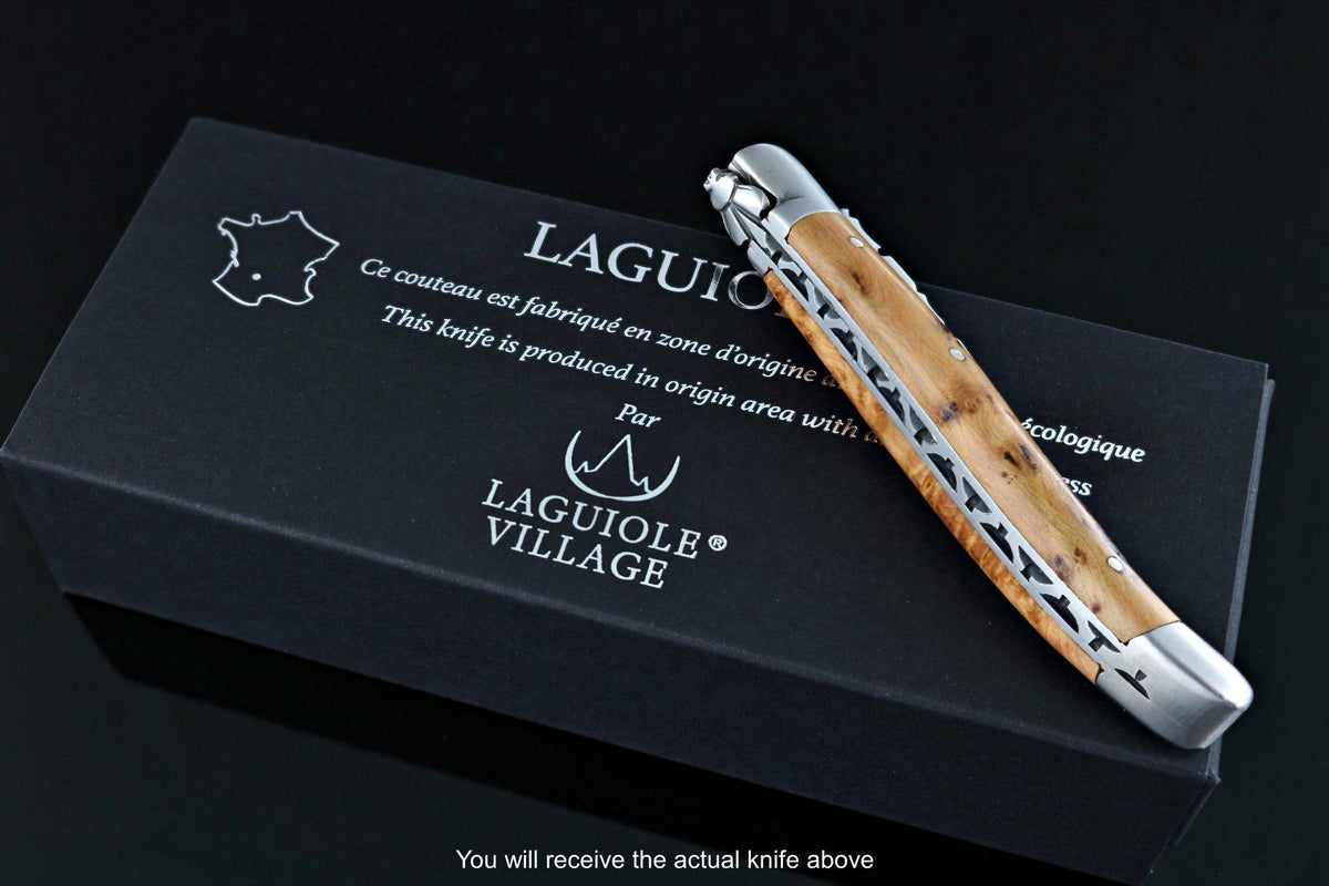 Laguiole Village 10 cm Forged Bee &amp; Spring Juniper Handle #4-POCKET KNIFE