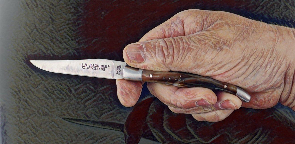 Laguiole Village 10 cm Forged Bee &amp; Spring Pistachio Wood Handle #24-POCKET KNIFE